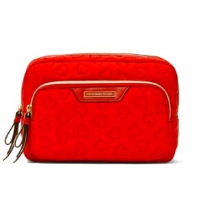 Victoria Secret Limited Edition Glam Make Up Bag Quilted Red w/Hearts NWT